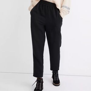 Madewell Waffleback Pull-On High-Rise Tapered Pants Small Black
